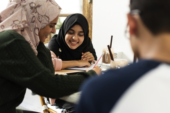 Muslim students gathered together