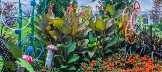 Colorful art in a garden at Eden Park in Cincinnati 